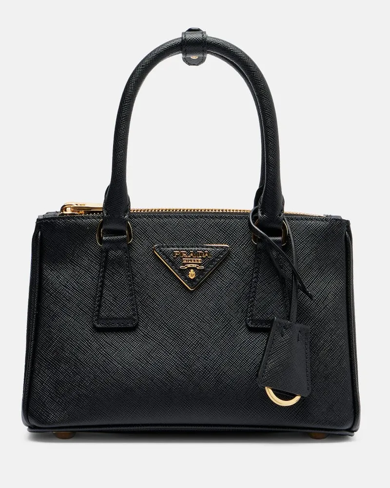 Prada Tote Bag Galleria Saffiano Mini aus Leder Schwarz