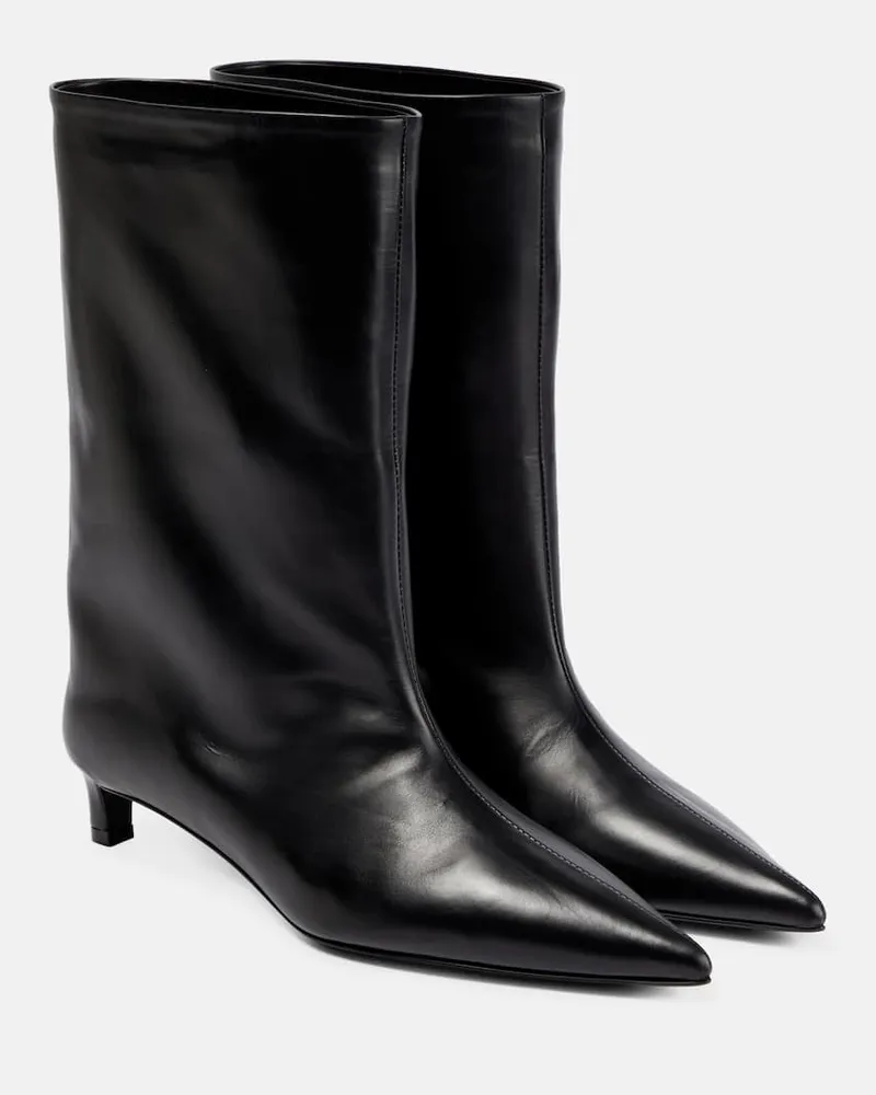 Jil Sander Ankle Boots aus Leder Schwarz