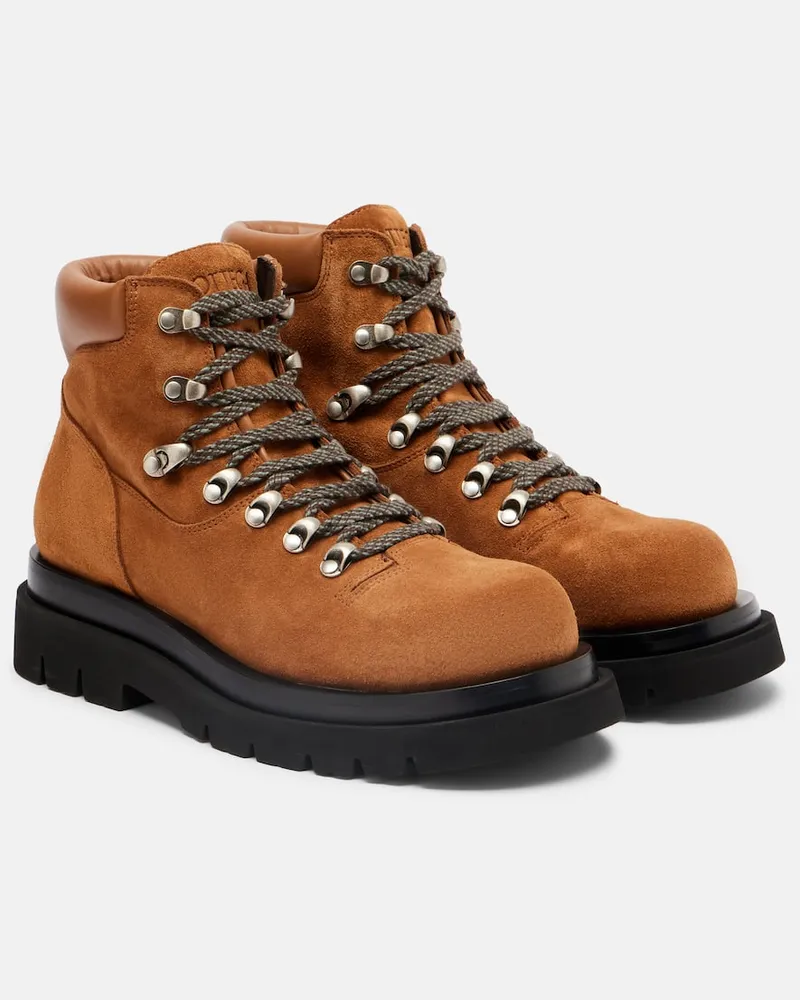 Bottega Veneta Schnürstiefel aus Veloursleder Braun