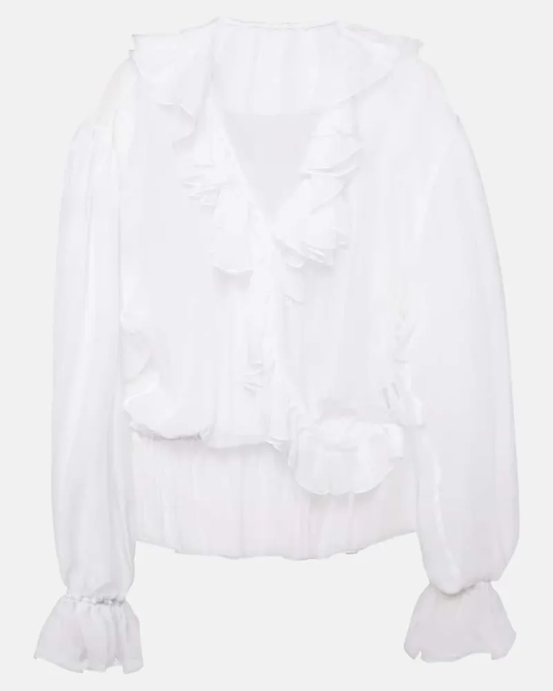 Dolce & Gabbana Bluse aus Seidenchiffon Weiß
