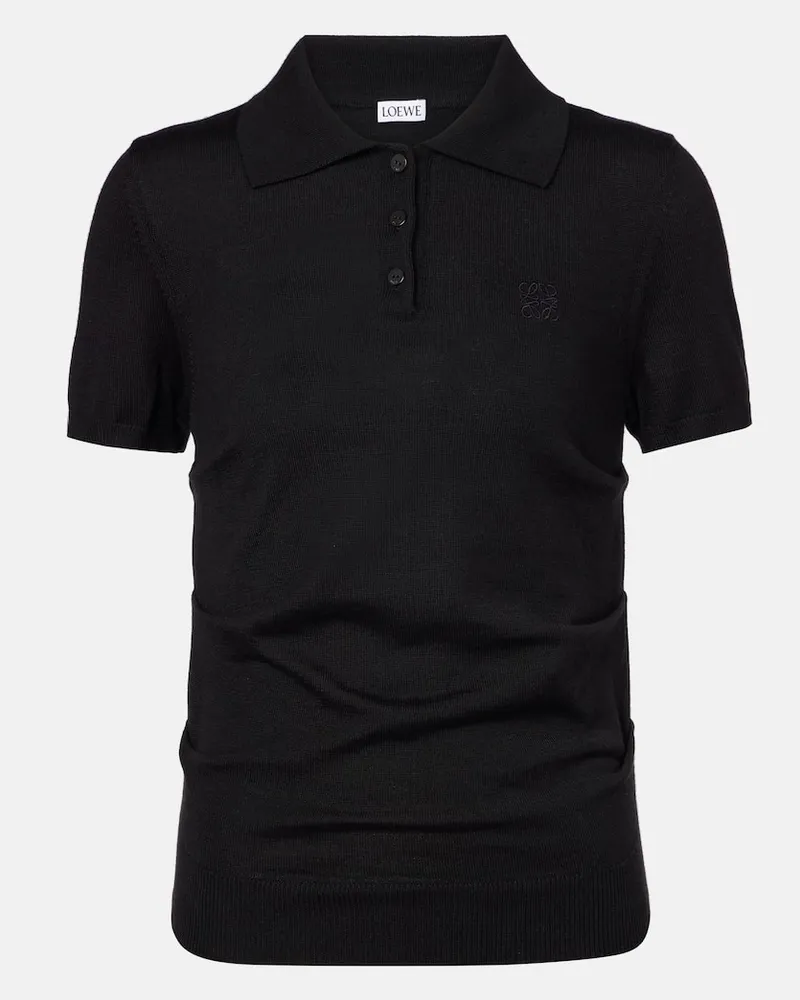 Loewe Polohemd aus Kaschmir und Seide Schwarz