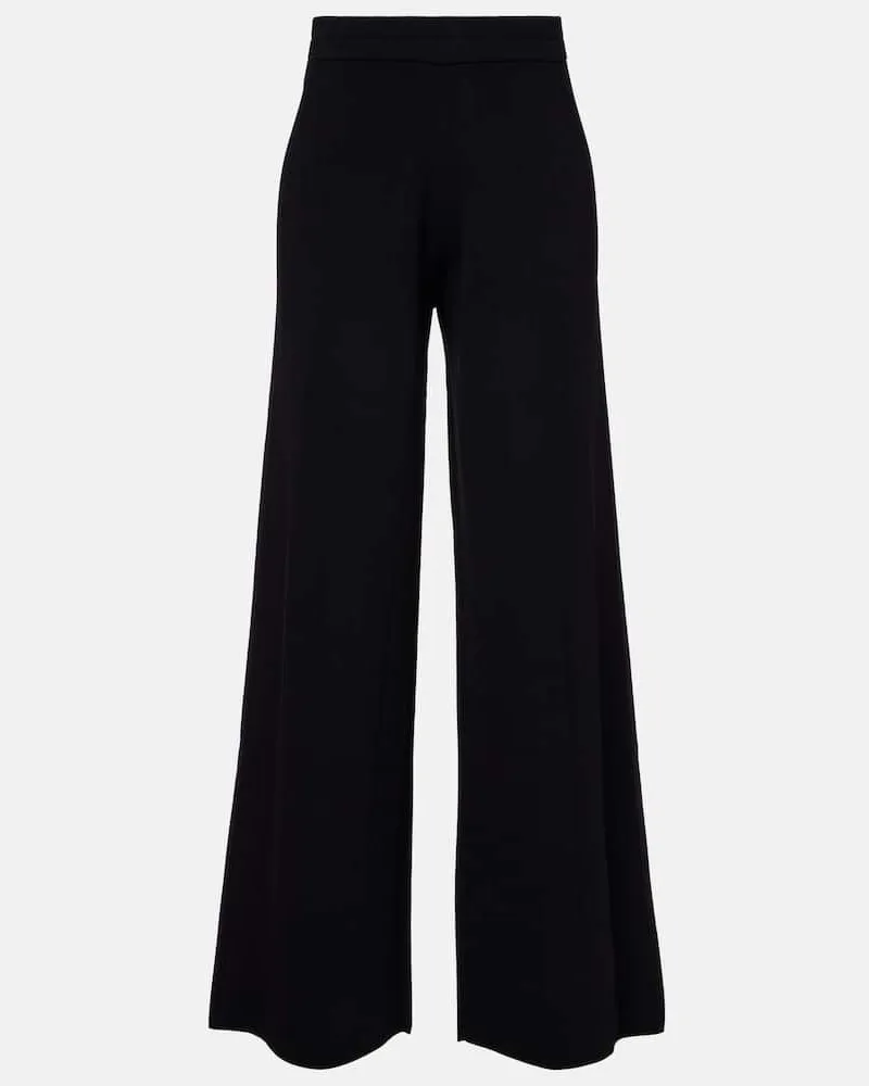 Max Mara Weite Hose Lama aus Crêpe Schwarz