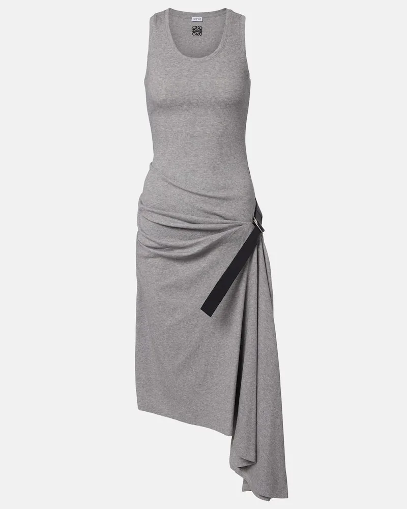 Loewe Midikleid aus Rippstrick Grau