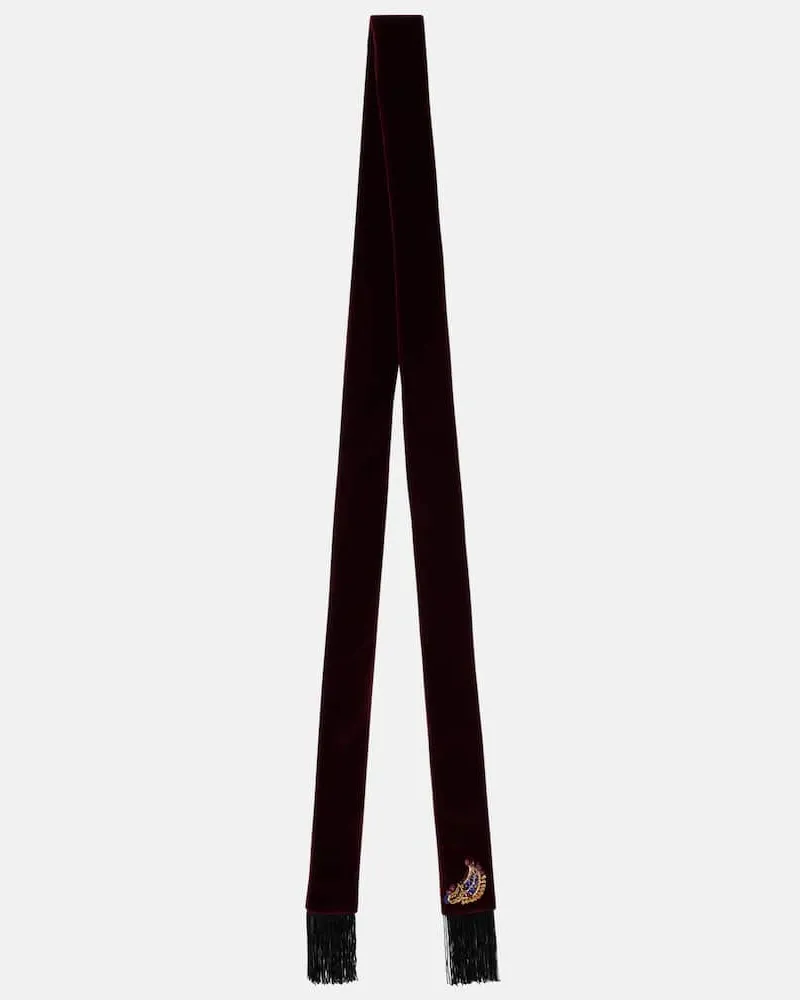 Etro Verzierter Schal aus Baumwollsamt Burgund