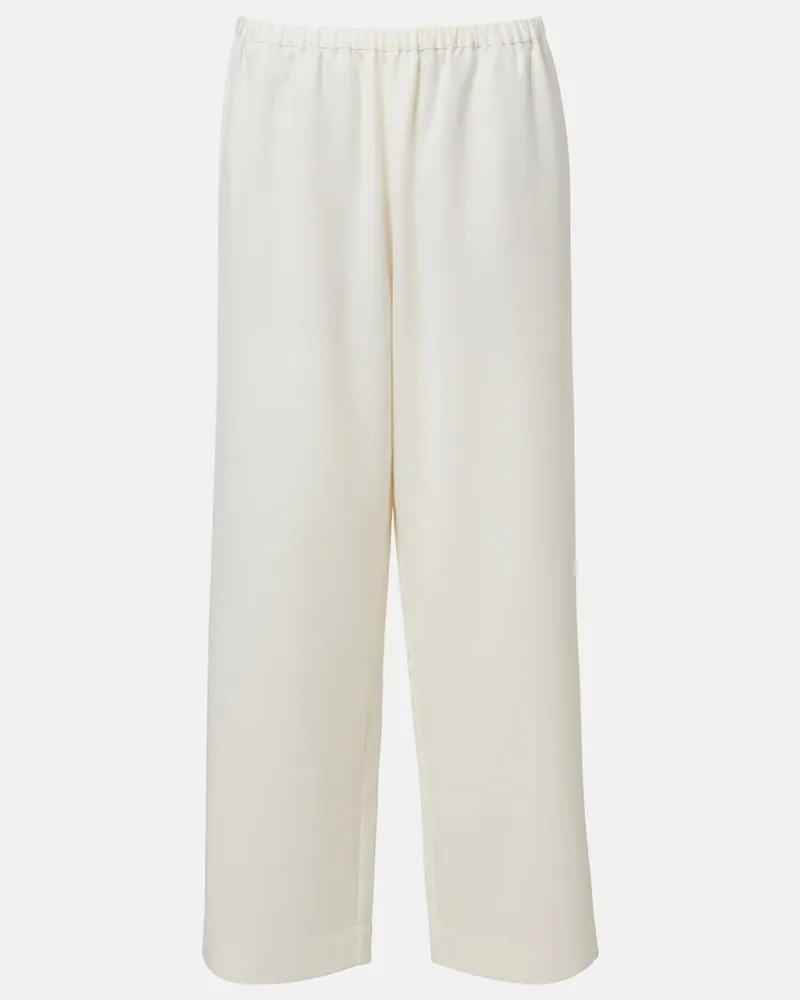 Róhe Róhe Weite Cropped-Hose aus einem Wollgemisch Weiß