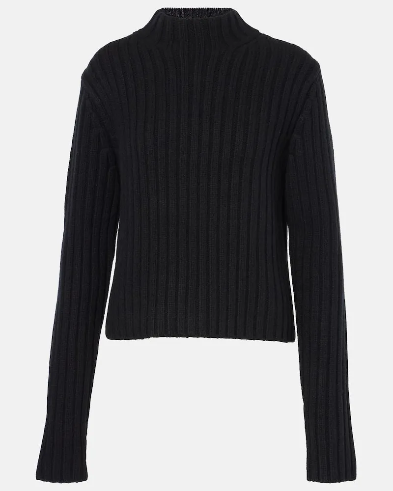 Totême Pullover Petite Chunky aus Wolle und Kaschmir Schwarz
