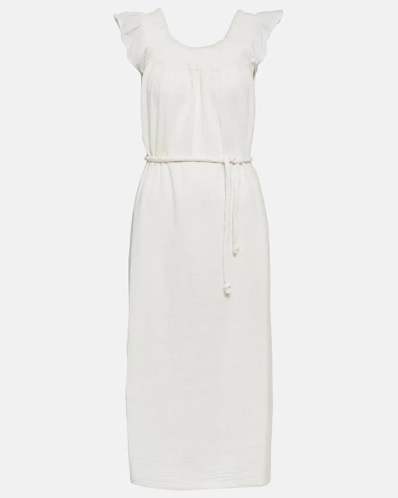 Velvet Midikleid Justine aus Baumwolle Weiã