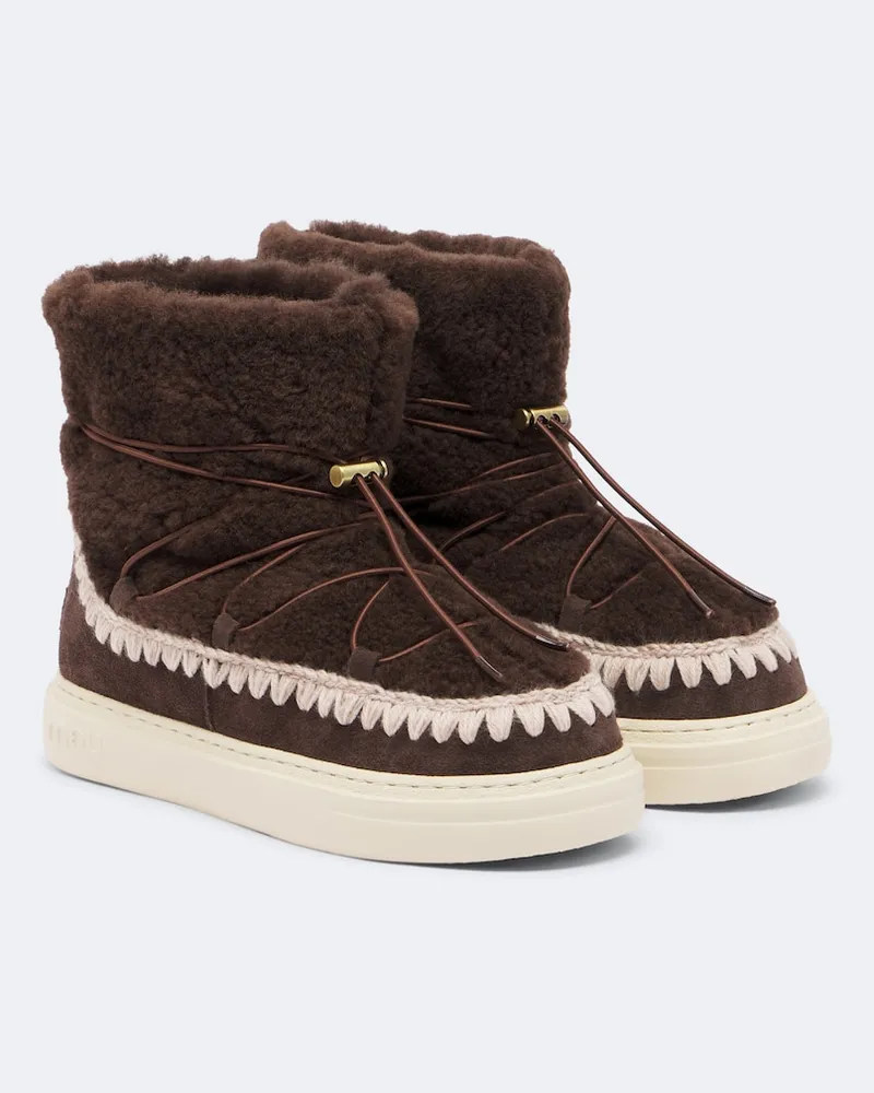 Mou Ankle Boots Sneaker Bold aus Shearling Braun