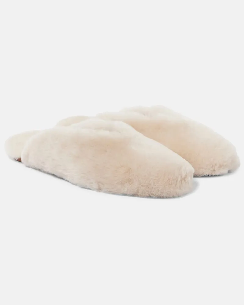 Le Monde Béryl Le Monde Béryl Slippers Regency aus Shearling Weiß