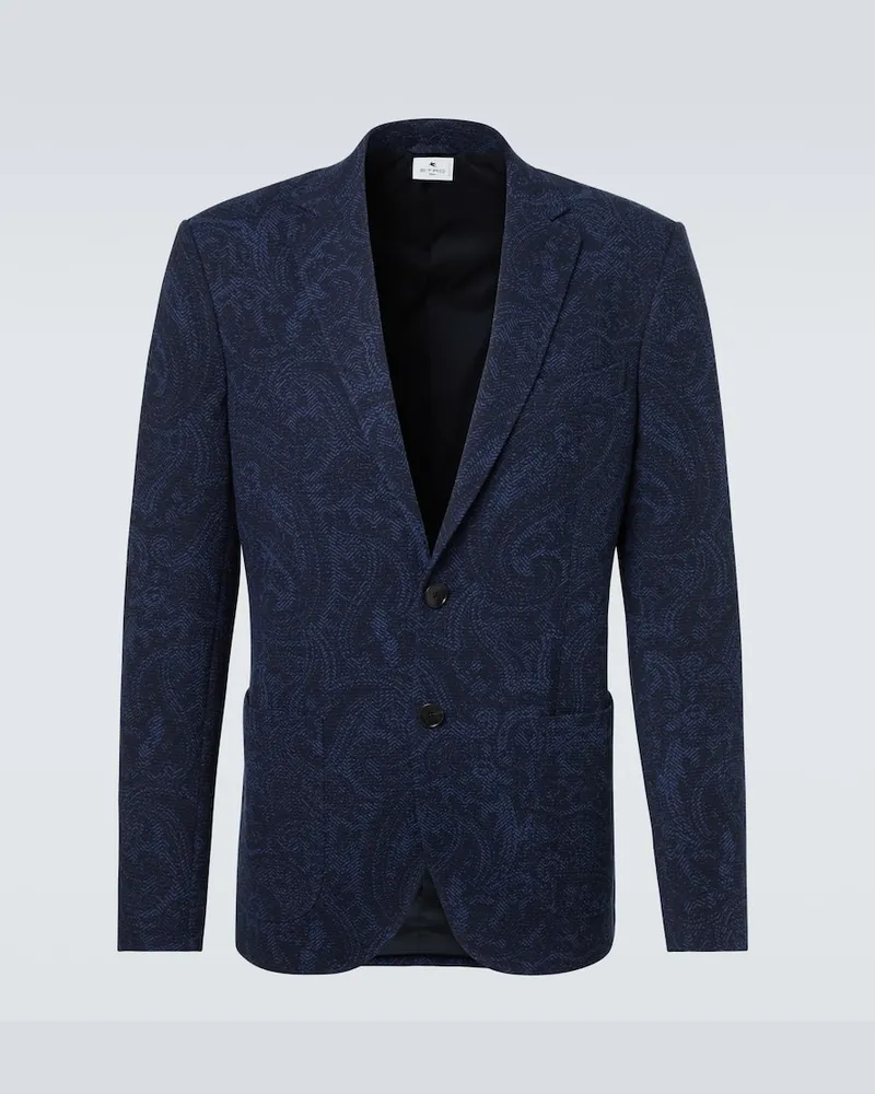 Etro Bedruckter Blazer aus Jersey Blau