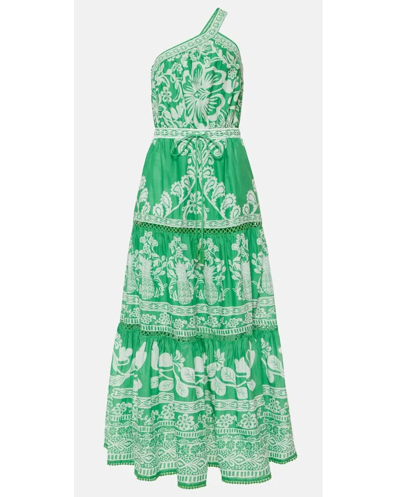 FARM Rio Maxikleid Sweet Garden Green aus Baumwolle Gruen