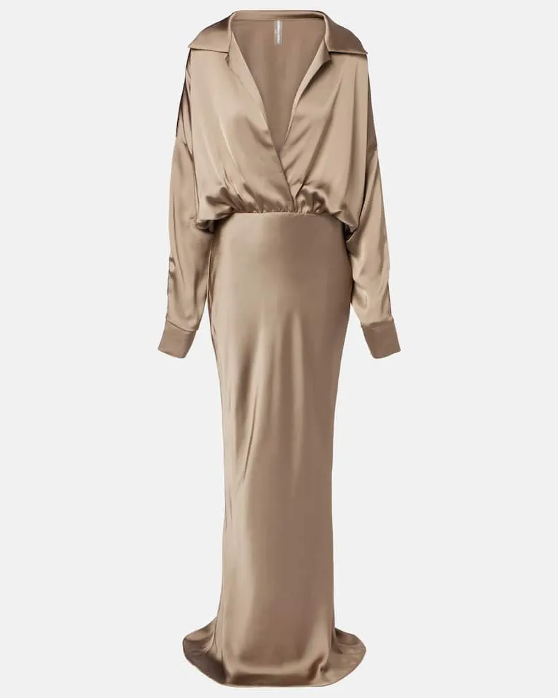 Norma Kamali Robe aus Satin Braun