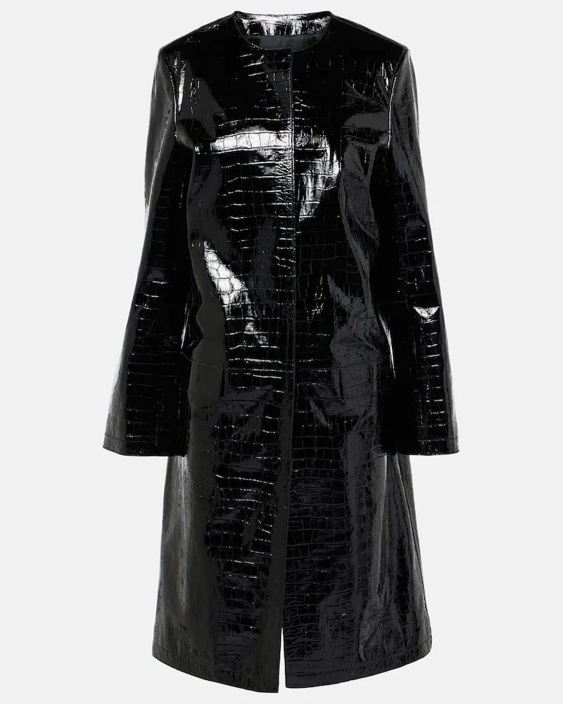 Totême Mantel aus Leder Schwarz