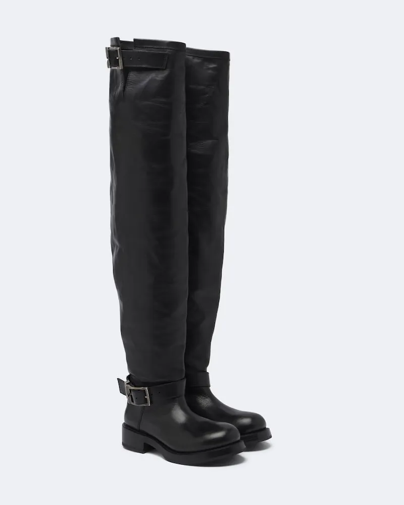 Balenciaga Overknee-Stiefel aus Leder Schwarz