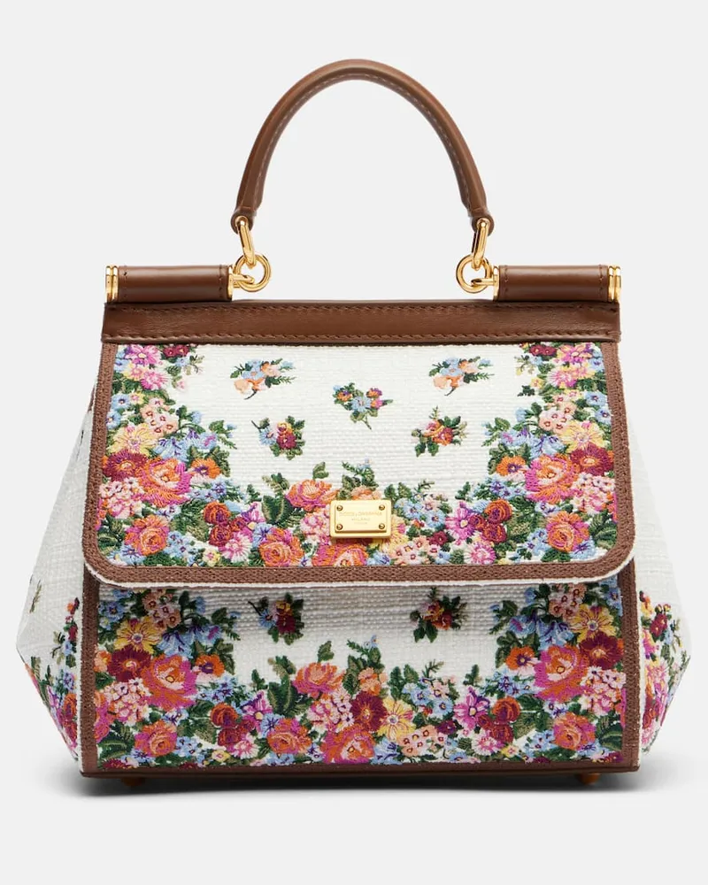 Dolce & Gabbana Henkeltasche Sicily Medium mit Leder Weiß