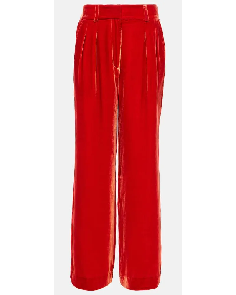 Ulla Johnson Weite Hose Veronica aus Samt Rot