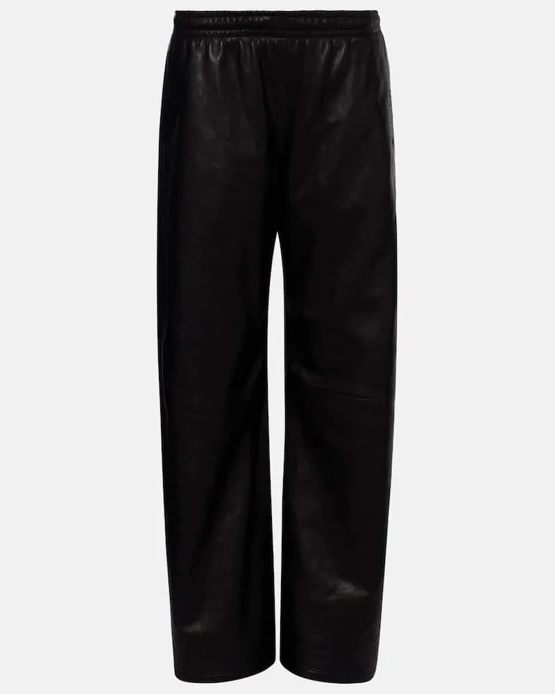 Acne Studios Weite Hose aus Leder Schwarz