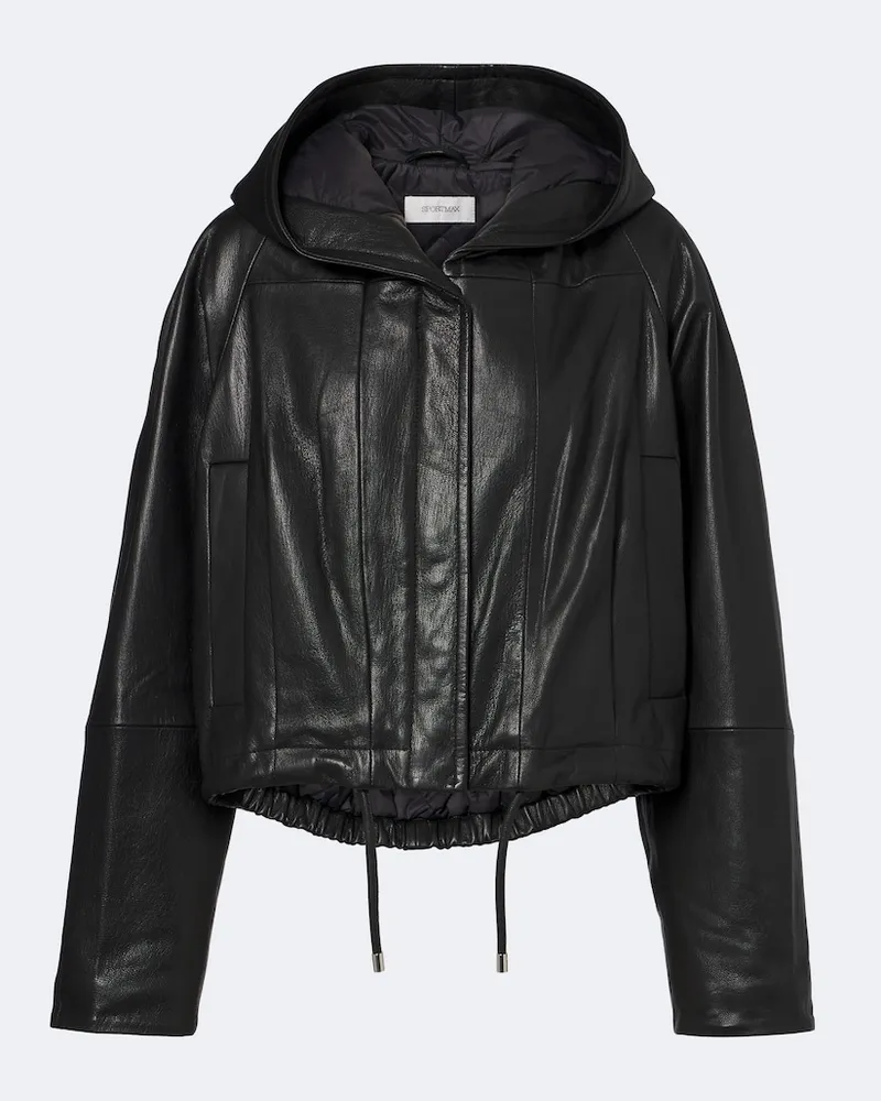 SPORTMAX Cropped-Lederjacke Schwarz
