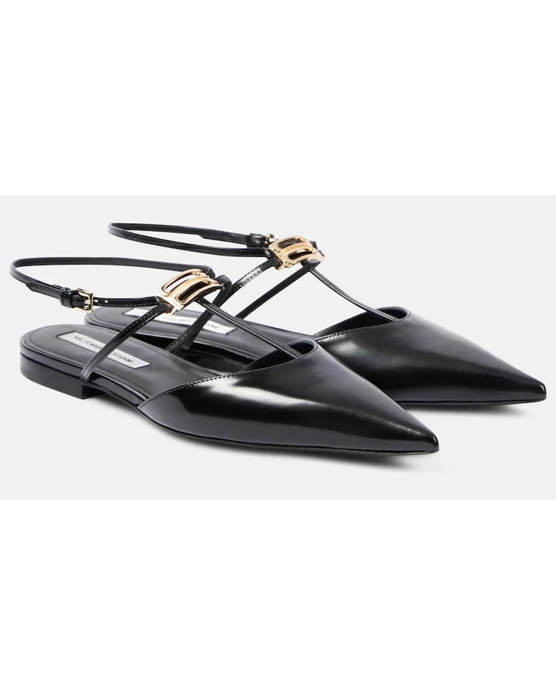 Victoria Beckham Slingback-Ballerinas B Buckle aus Leder Schwarz
