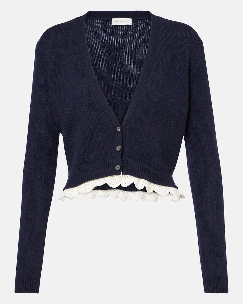 Magda Butrym Cardigan aus Kaschmir mit Spitze Blau