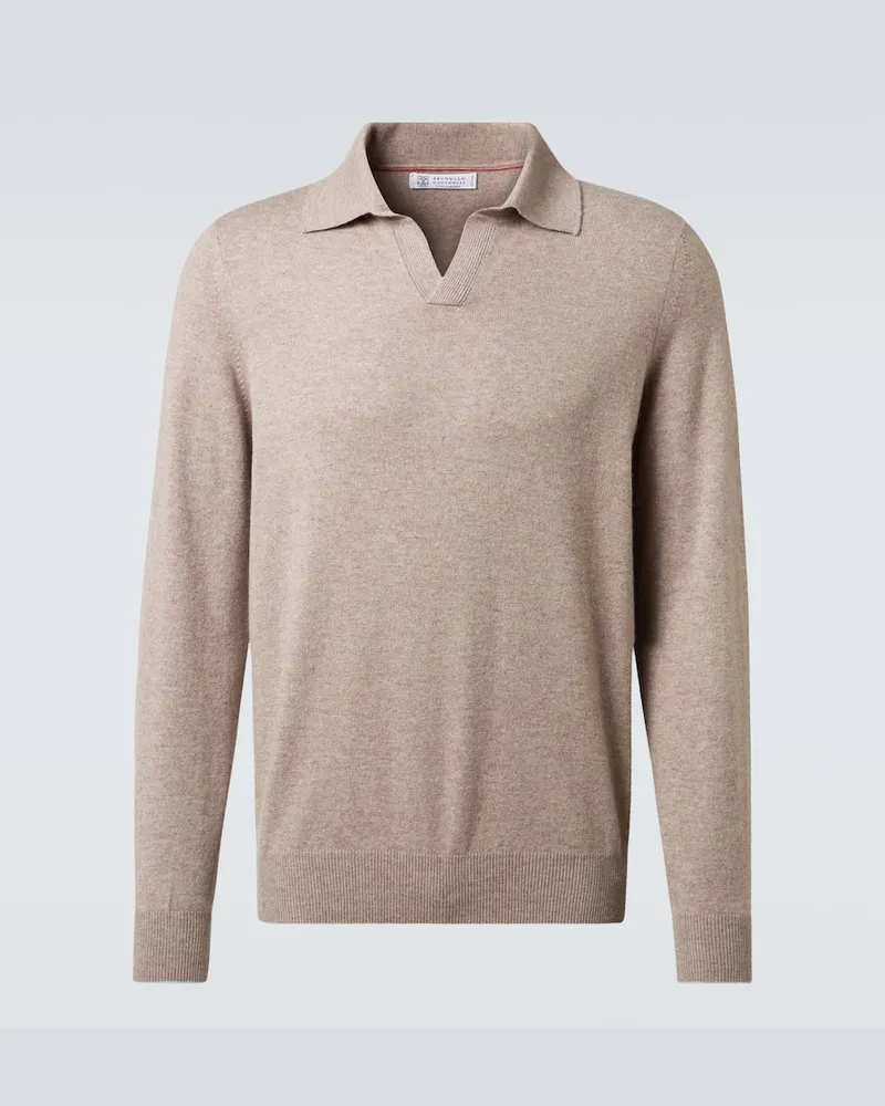 Brunello Cucinelli Polopullover aus Kaschmir Beige