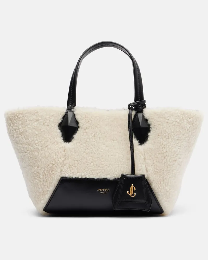 Jimmy Choo Tote Bag Diamond Small aus Shearling Weiß