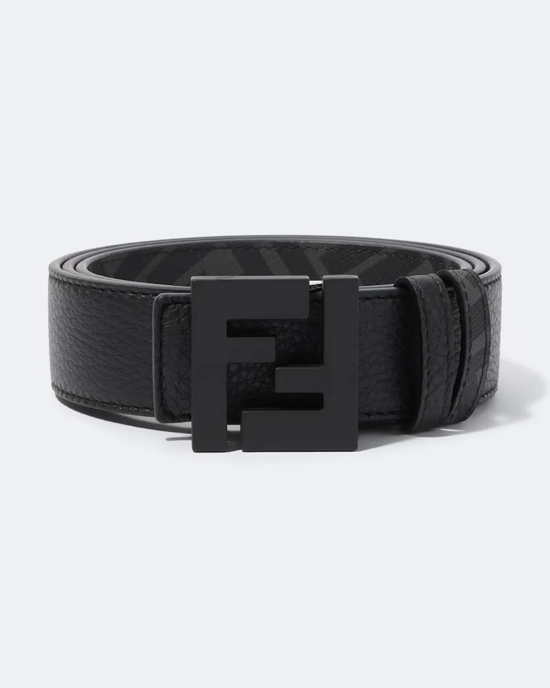 Fendi Wendbarer Gürtel FF Zucca aus Leder Schwarz