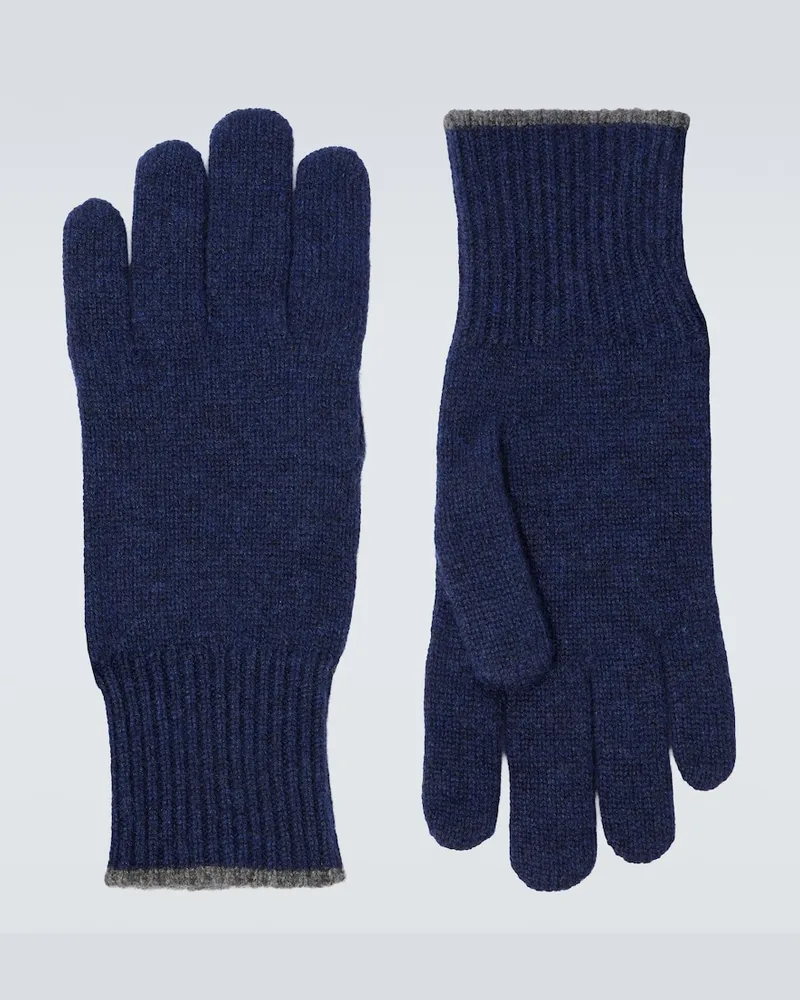 Brunello Cucinelli Handschuhe aus Strick Blau