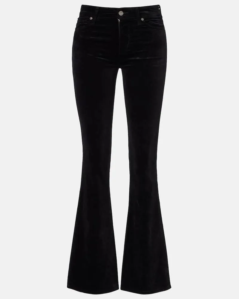 7 for all mankind Mid-Rise-Schlaghose Leggy Bootcut aus Samt Schwarz