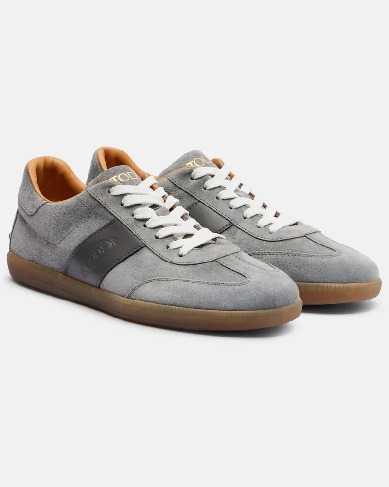 TOD'S Sneakers Tabs aus Veloursleder mit Leder Grau