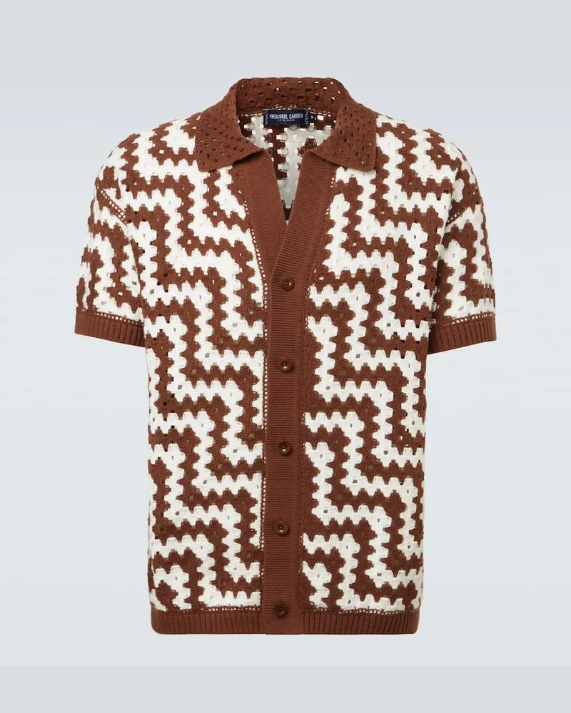 Frescobol Carioca Cardigan Pinto aus Häkelstrick Braun