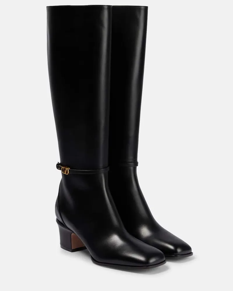 Valentino Garavani Stiefel VLogo Signature aus Leder Schwarz