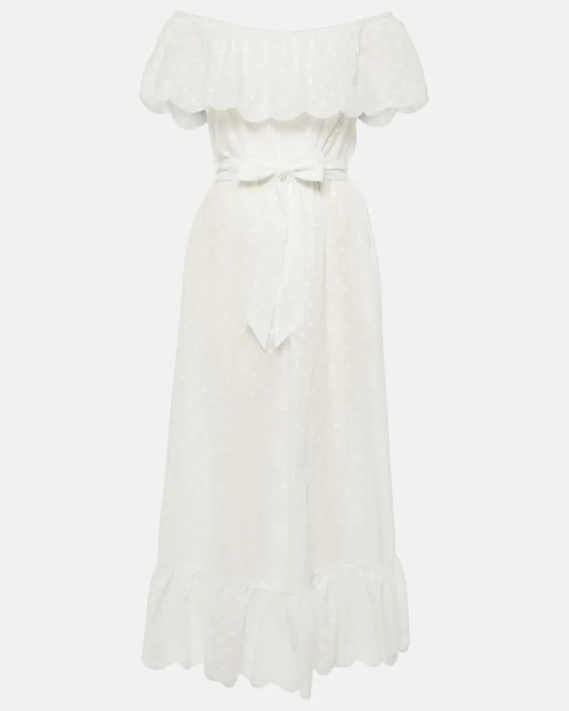 Marysia Off-Shoulder-Midikleid aus Baumwolle Weiß