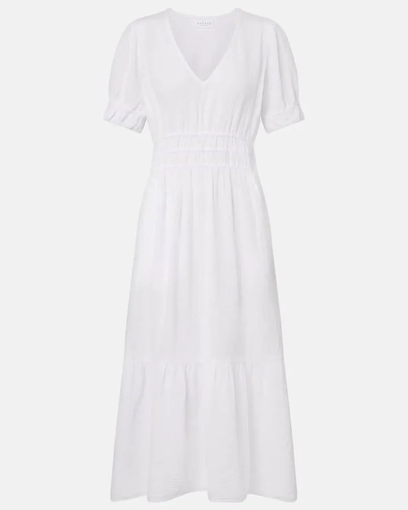 Velvet Midikleid Rivelle aus Baumwoll-Gaze Weiß