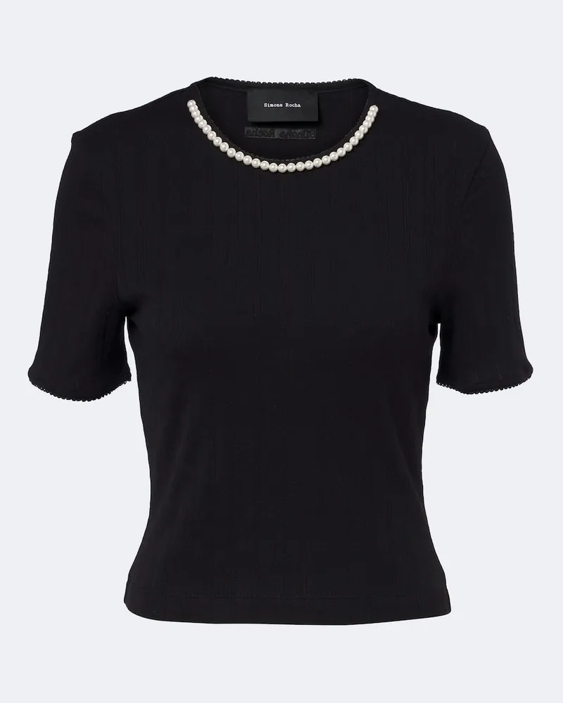 Simone Rocha Verziertes Top aus Pointelle-Strick Schwarz