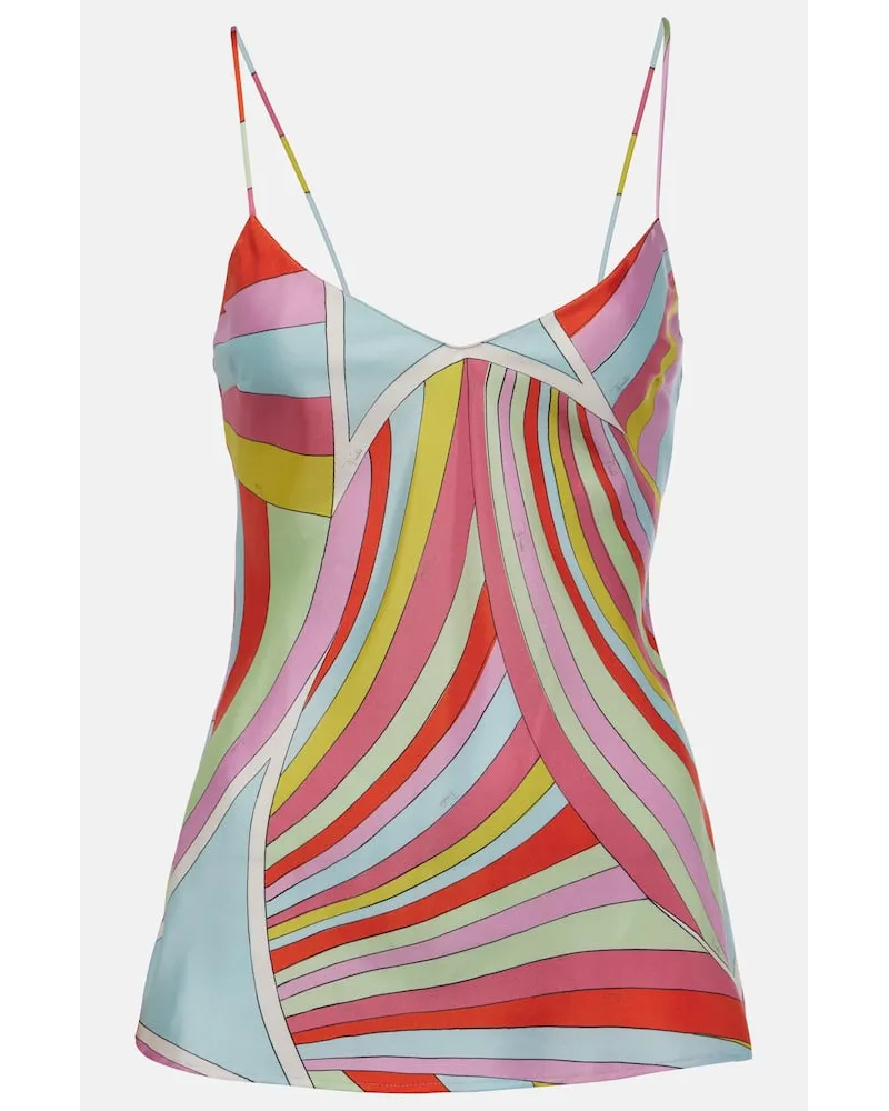 Emilio Pucci Top Iride aus Seiden-Twill Multicolor