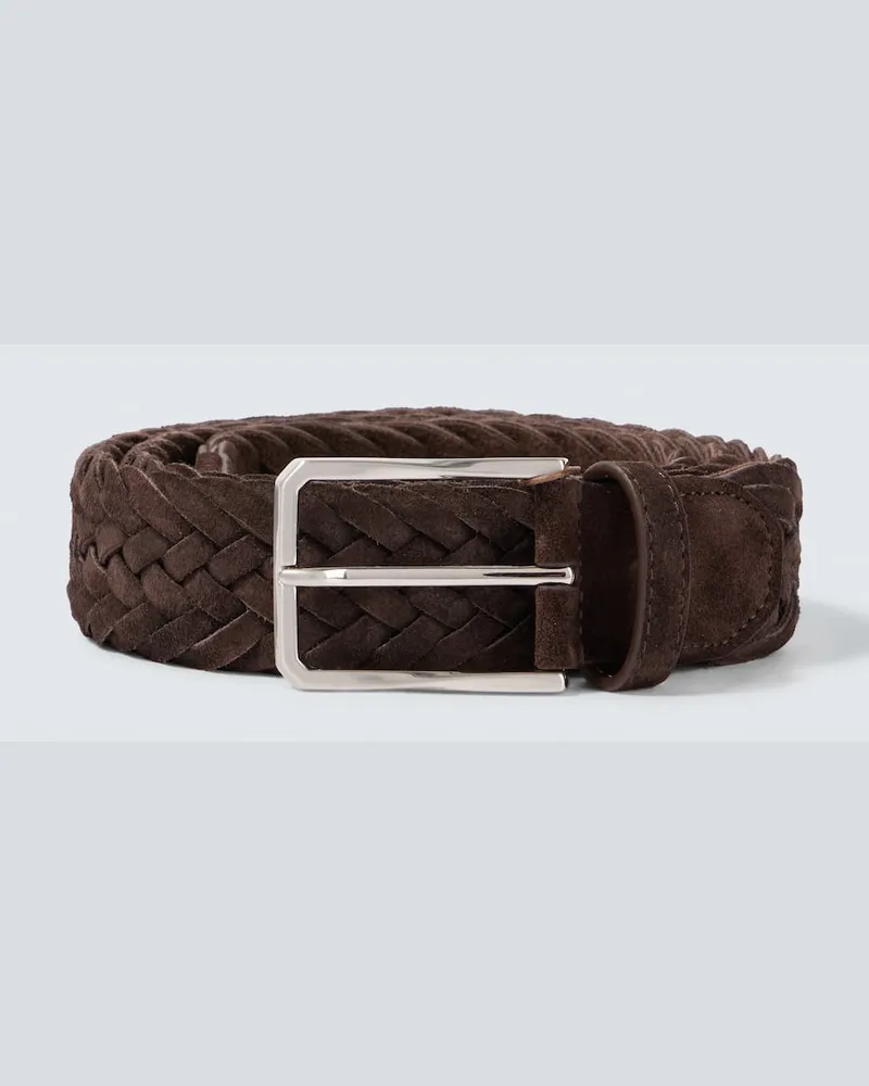 Canali Gürtel aus Veloursleder Braun