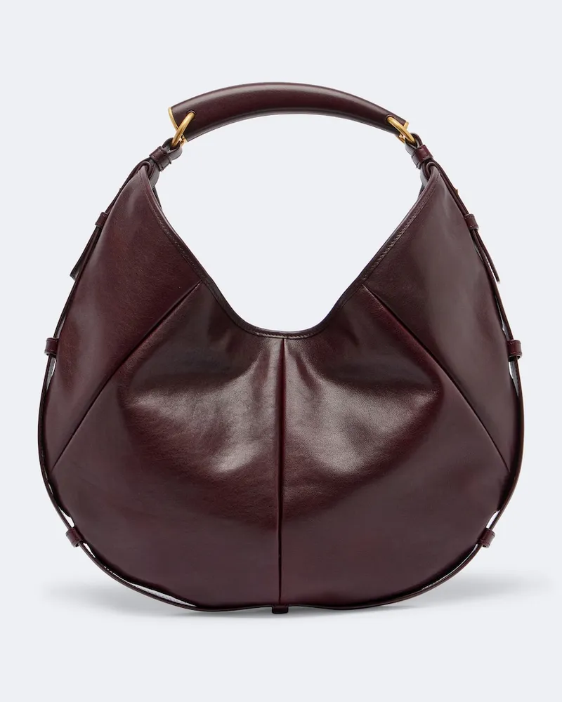 Saint Laurent Schultertasche Mombasa Medium aus Leder Burgunderrot