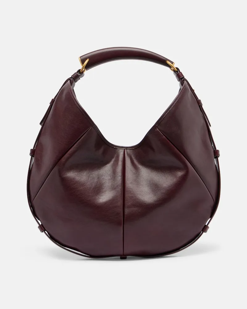 Saint Laurent Schultertasche Mombasa Medium aus Leder Burgunderrot