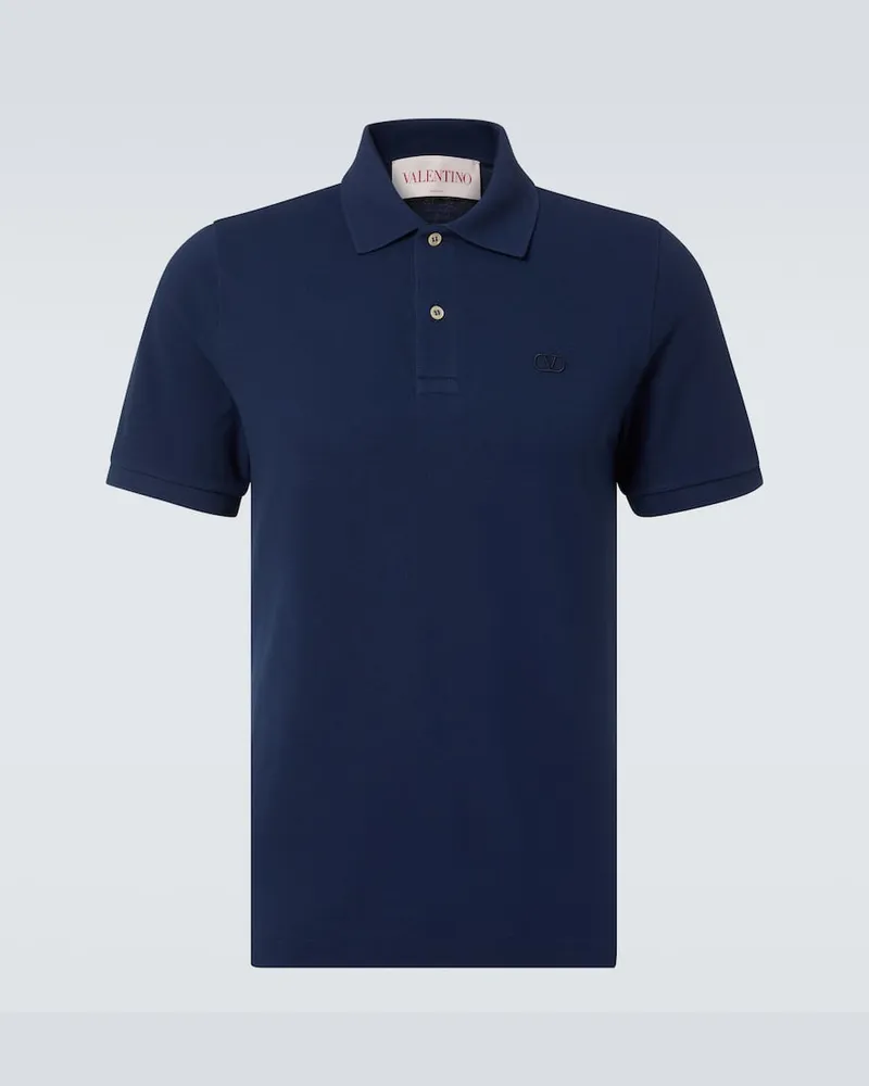 Valentino Garavani Polohemd VLogo Signature aus Baumwoll-Piqué Blau