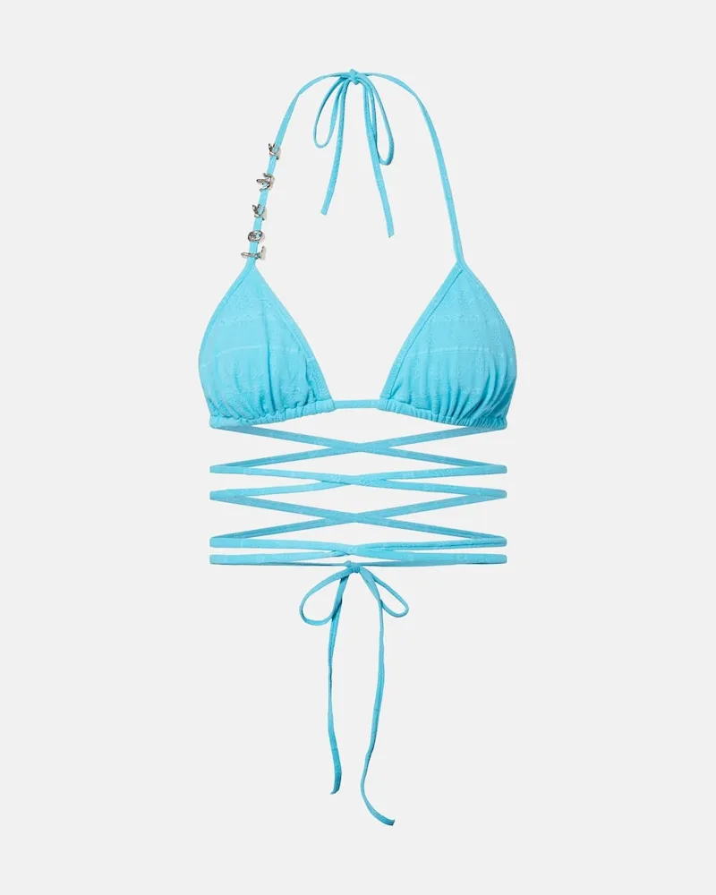 Loewe Paula's Ibiza Bikini-Oberteil aus Jacquard Blau