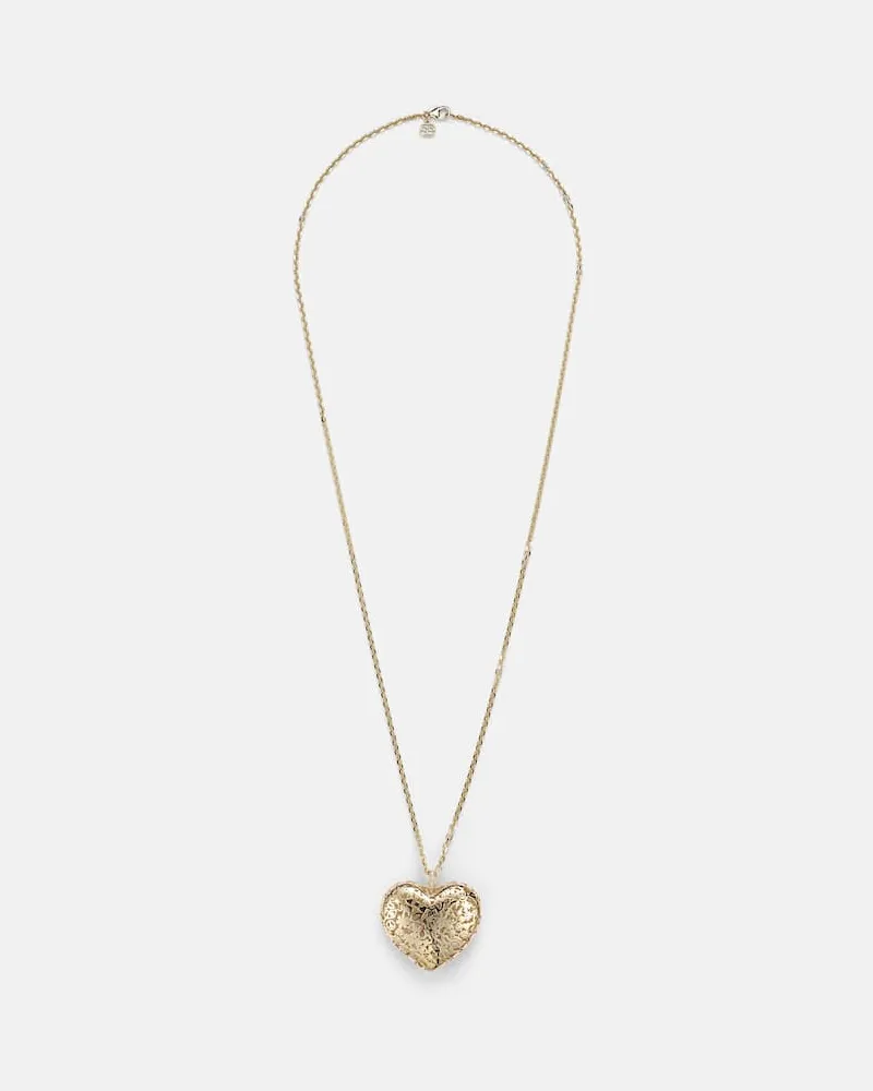 Sydney Evan Halskette Puffy Icon Wallpaper Heart aus 14kt Gelbgold mit Diamanten Gold