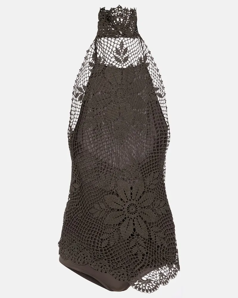 Magda Butrym Top aus Häkelstrick Braun