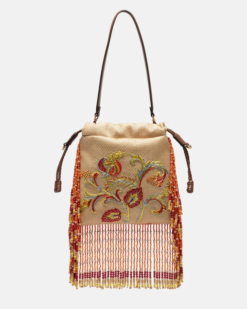 Etro Bestickte Clutch Kalispera Small Beige