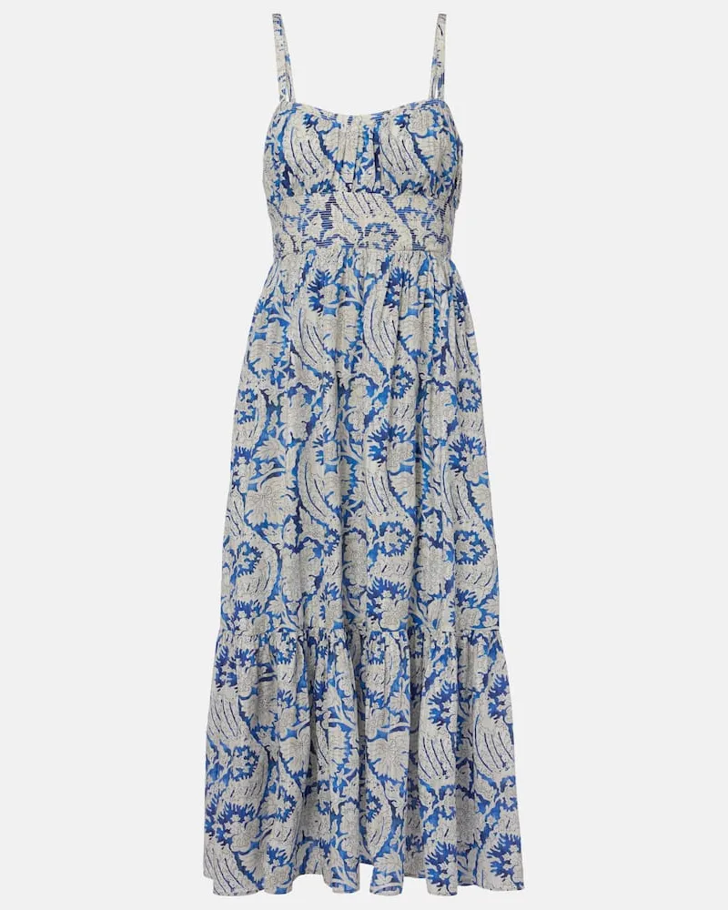 Ulla Johnson Midikleid Nadine aus einem Baumwollgemisch Blau