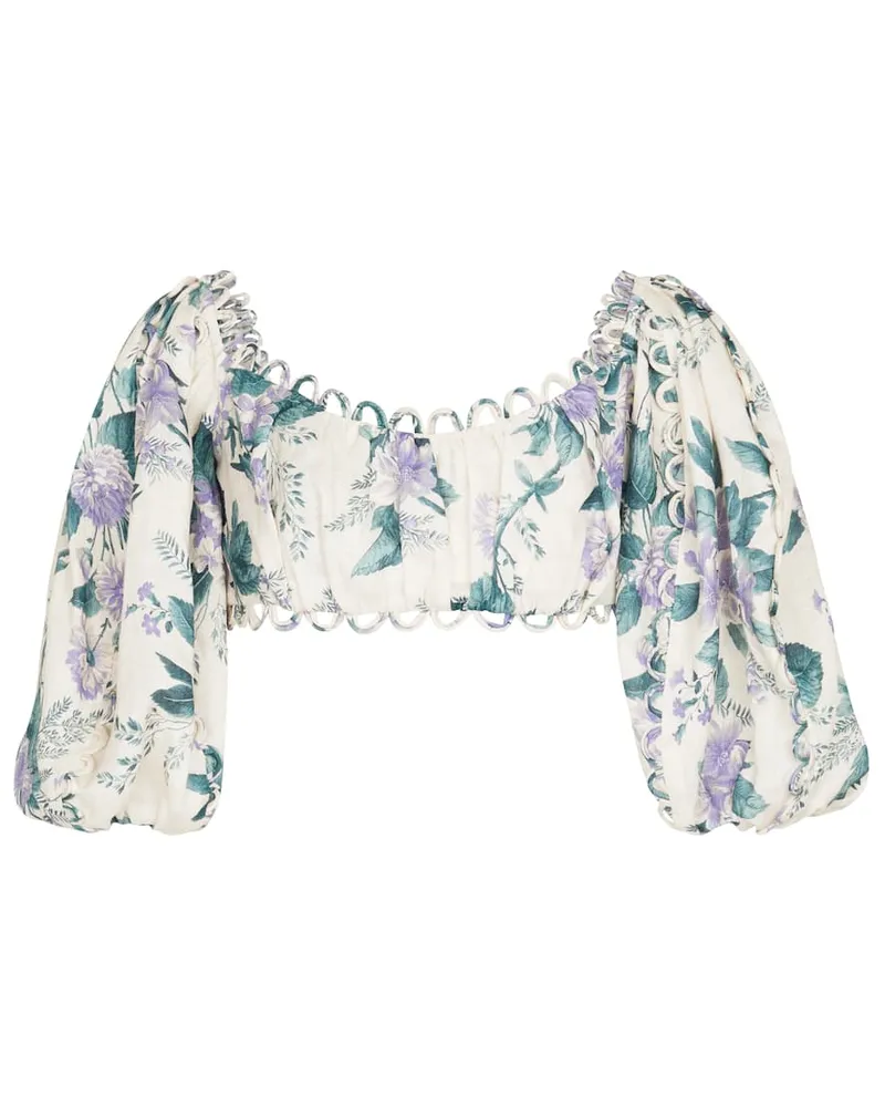 Zimmermann Cropped-Top Cassia aus Leinen Blau