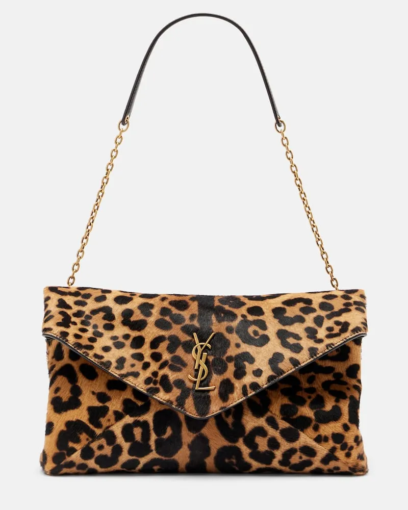 Saint Laurent Schultertasche Cassandre aus Kalbshaar Braun