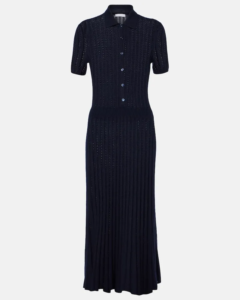 Gabriela Hearst Polokleid Elvis aus Kaschmir und Seide Blau