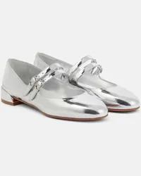 Christian Louboutin Mary-Jane-Ballerinas Sweet Jane aus Metallic-Leder Silber