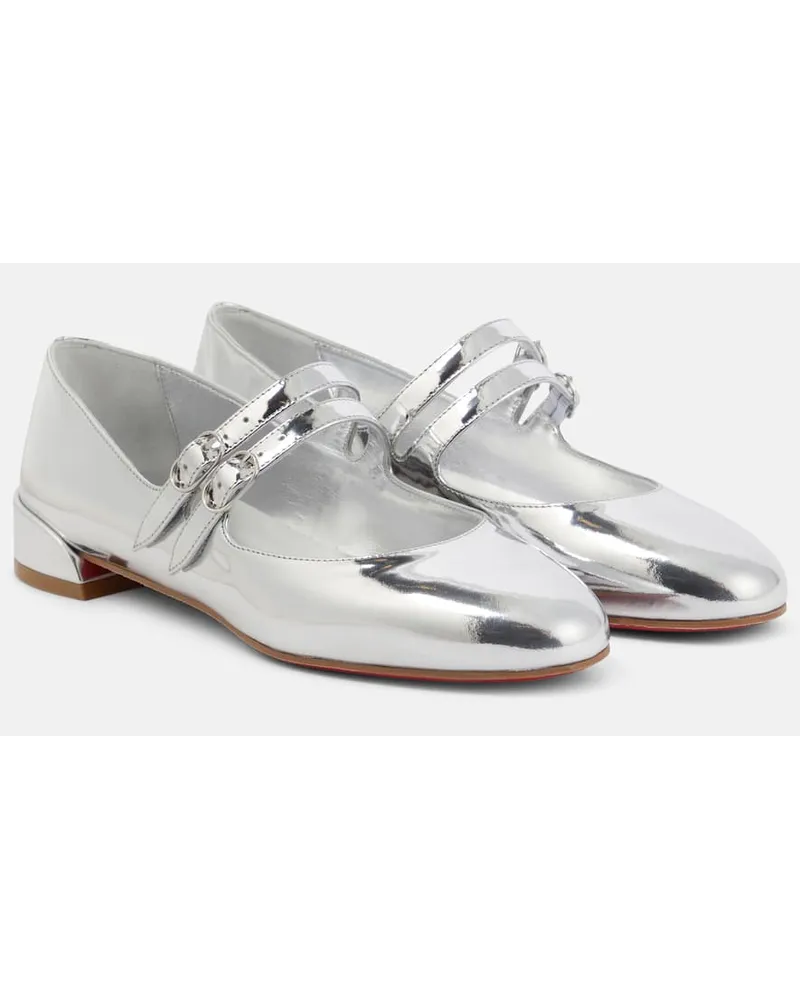 Christian Louboutin Mary-Jane-Ballerinas Sweet Jane aus Metallic-Leder Silber